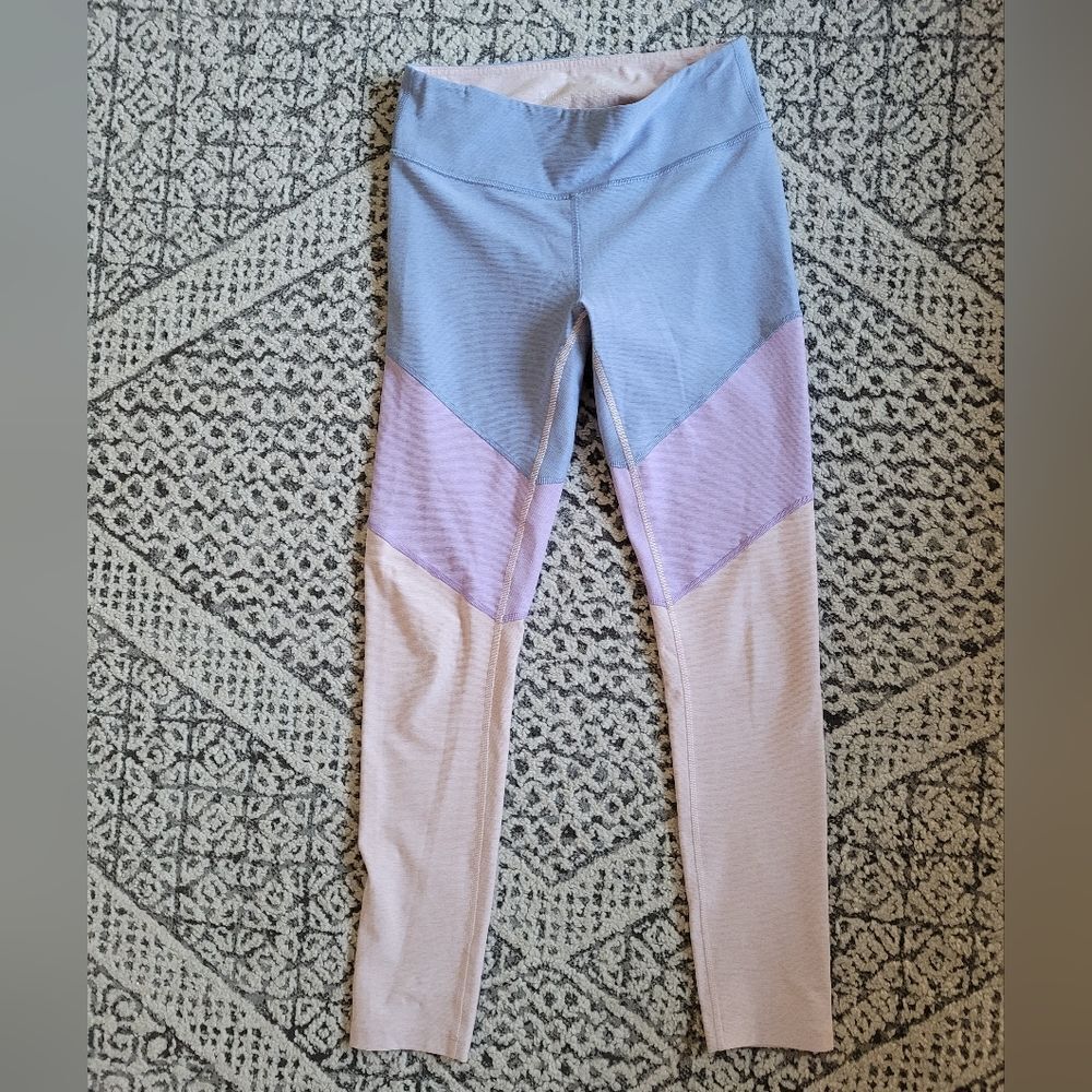 Outdoor Voices Tri-Tone Leggings - Blue, Pink, Beige